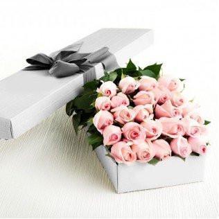 Two Dozen Boxed Roses (Red, Pink, Rainbow, Blue, Purple, Mixed, White, Yellow)