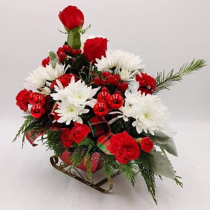Holiday Sleigh Floral Basket