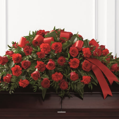 The Dearly Departed Casket Spray - Carnations & Roses
