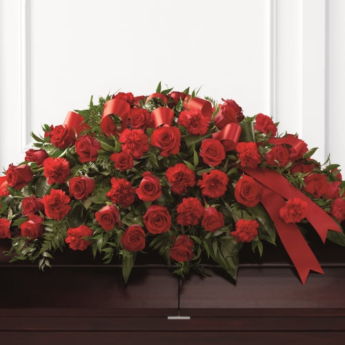 The Dearly Departed Casket Spray - Carnations & Roses