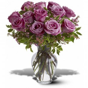 One Dozen Purple (Lavender) Rose Bouquet