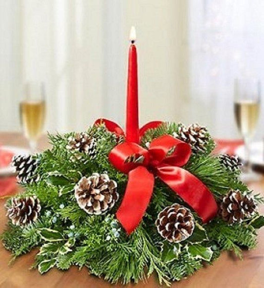 Winter Holiday Single Candle Centerpiece
