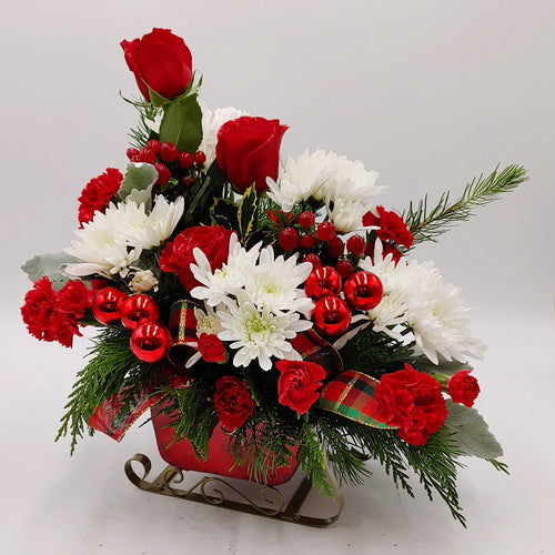Holiday Sleigh Floral Basket