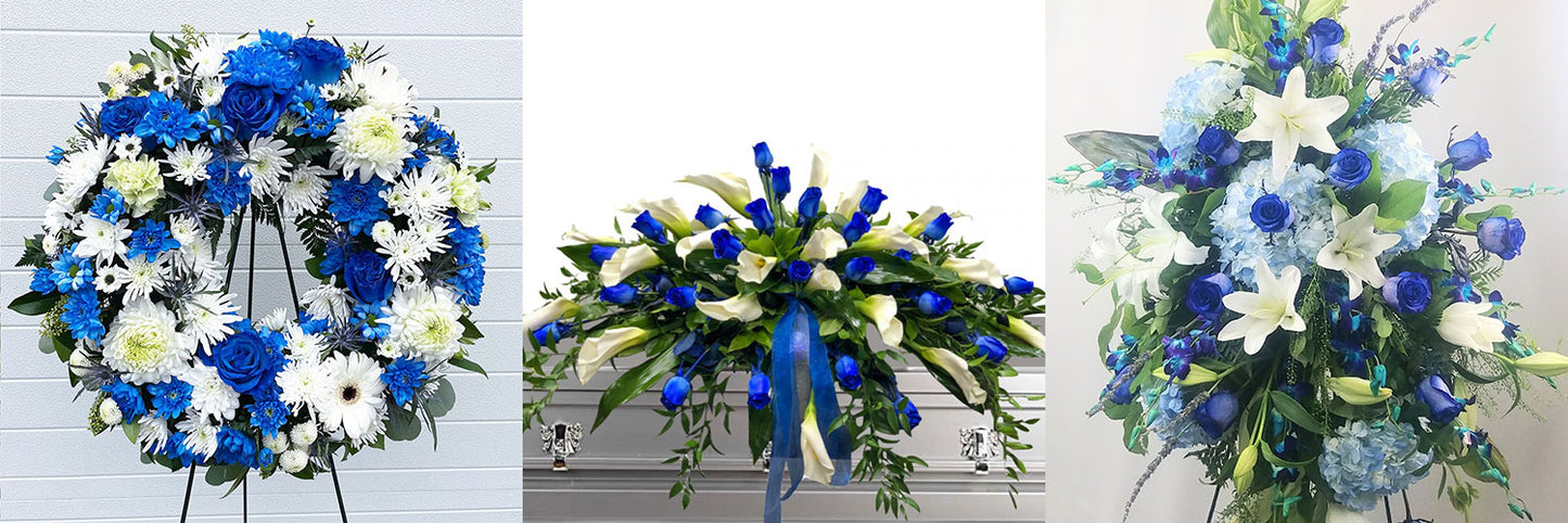 Sympathy Funeral Package 4 ((1 Standing Spray 1 Casket Spray, 1 Round Wreath)