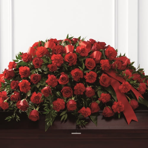 The Dearly Departed Casket Spray - Carnations & Roses