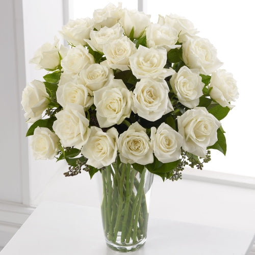 Bouquet de condoléances de roses blanches
