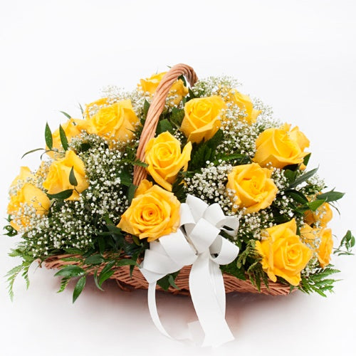 Yellow Rose Sympathy Basket